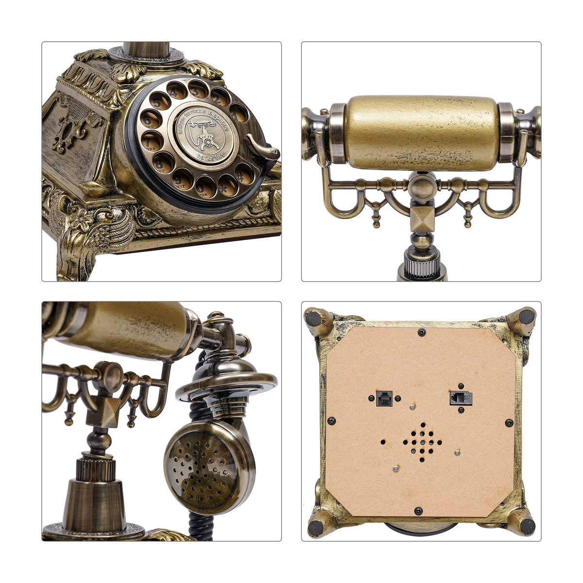 Antikes Tischtelefon im Vintage-Stil als Drehwahltelefon in Gold - Bild 4