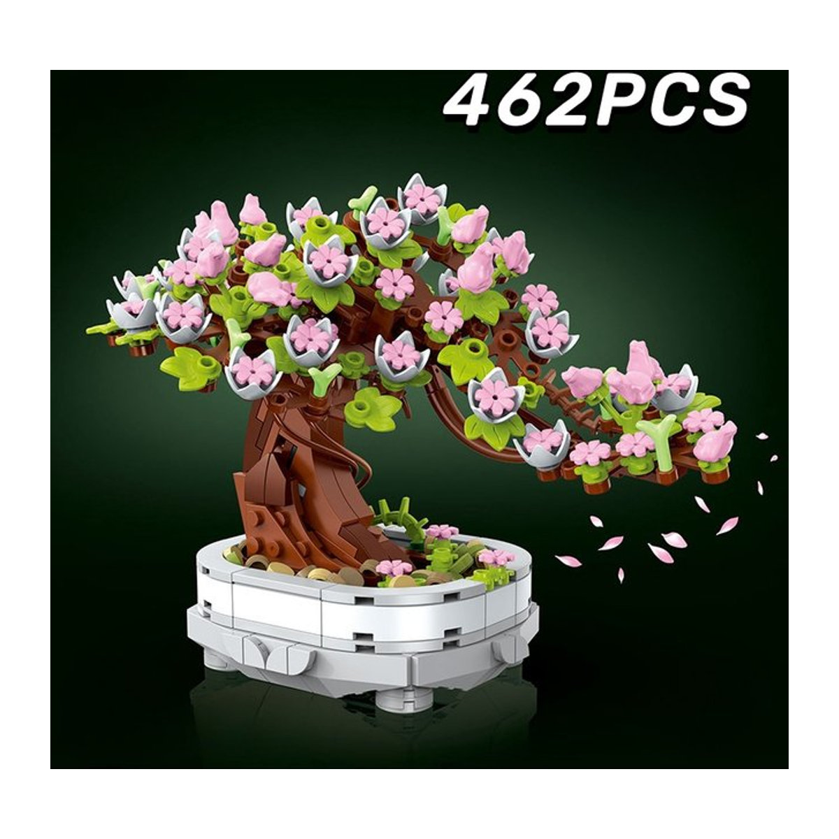 AOBEIBY DIY Bonsai Kirschblüten Set mit 462 Bausteinen, Mehrfarbiger Blumenstrauß aus Kunststoff zur Dekoration - Bild 1
