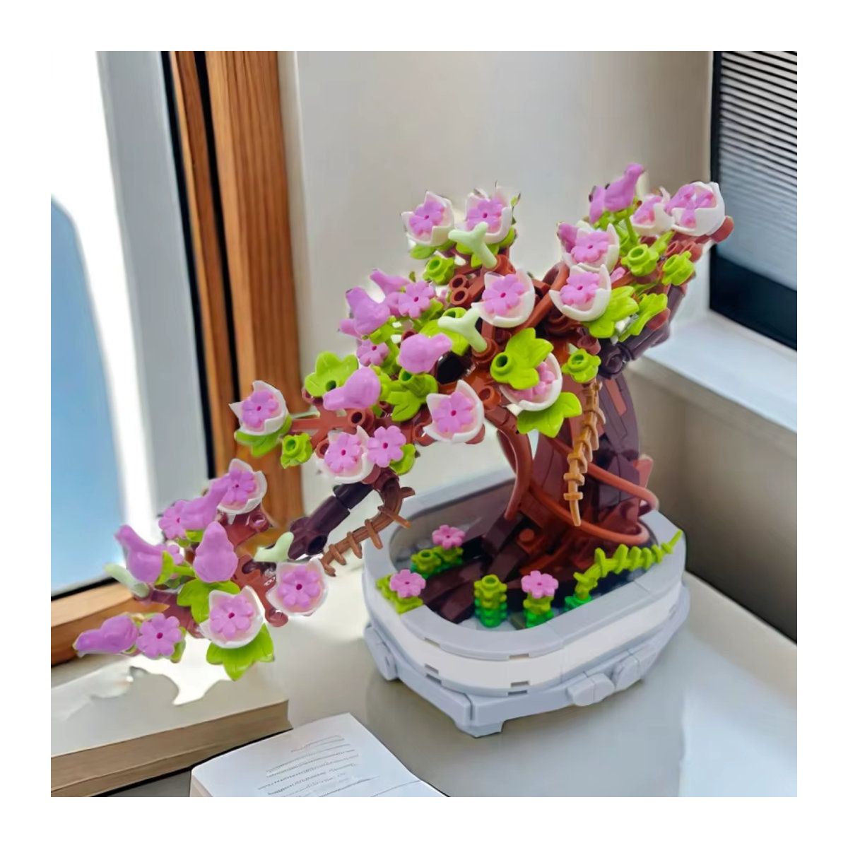 AOBEIBY DIY Bonsai Kirschblüten Set mit 462 Bausteinen, Mehrfarbiger Blumenstrauß aus Kunststoff zur Dekoration - Bild 5