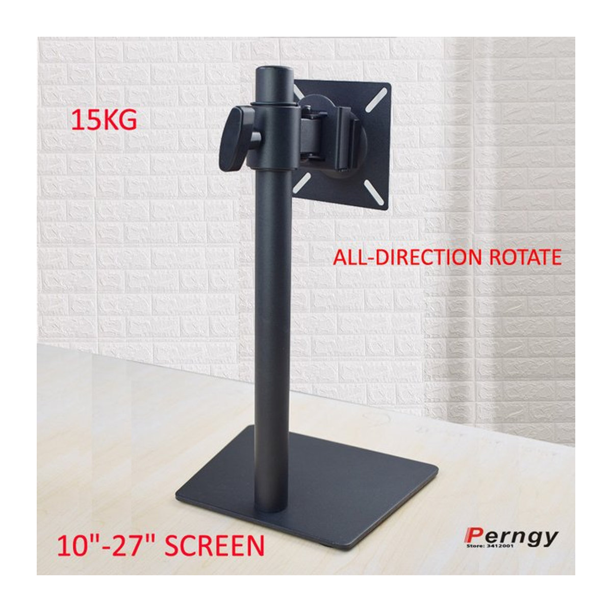 AOC6 Monitor-Desktop-Ständer aus Metall in Schwarz für 10 bis 27 Zoll Bildschirme, verstellbarer Einzelbildschirmhalter bis 15 kg mit VESA 75 x 75 mm und 100 x 100 mm - Bild 1