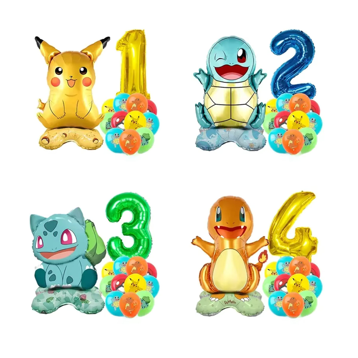 Aoger 12er Set Cartoon Folienballons für Kindergeburtstage mit Charmander, Squirtle und Bulbasaur in Mehrfarbig - Bild 3