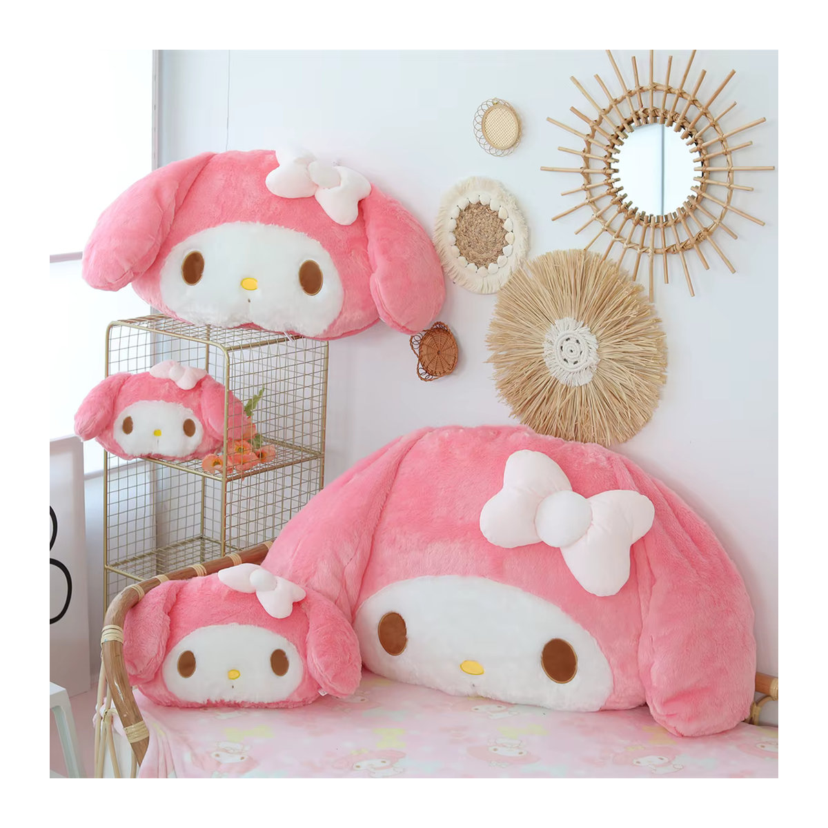 Aoger My Melody Plüschtier in Rosa als weiches Umarmungskissen und dekoratives Rückenkissen im japanischen Stil - Bild 5
