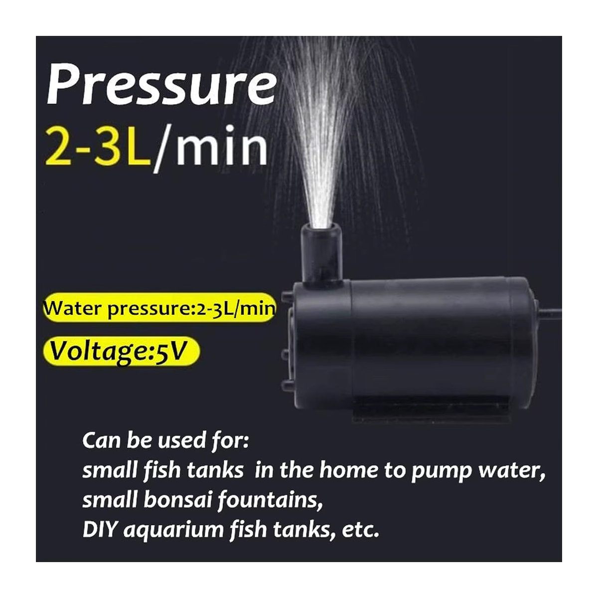 AOKIN Mini bürstenlose Wasserpumpe DC 3–5 V USB geräuscharm für Aquarium, Teichbrunnen und Hydrokultur - Bild 4