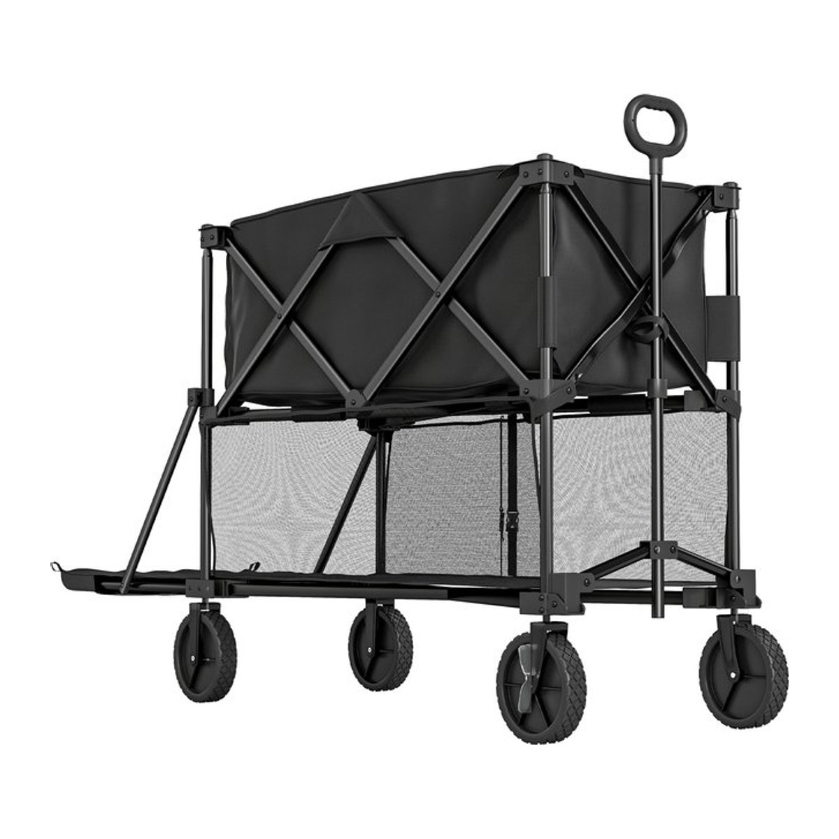 Aosom Outsunny Gartenwagen Schwarz mit Plane, klappbar, Belastbarkeit 200 kg, B/H/L: 50 x 102 x 142 cm - Bild 1