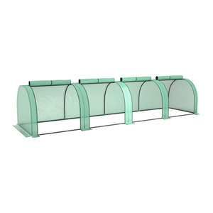 Aosom Outsunny Gewächshaus aus Stahl mit UV-beständiger PE-Gitterfolie und aufrollbaren Seitenwänden, winterfestes Foliengewächshaus in Grün, B/T/H: 400 x 100 x 80 cm