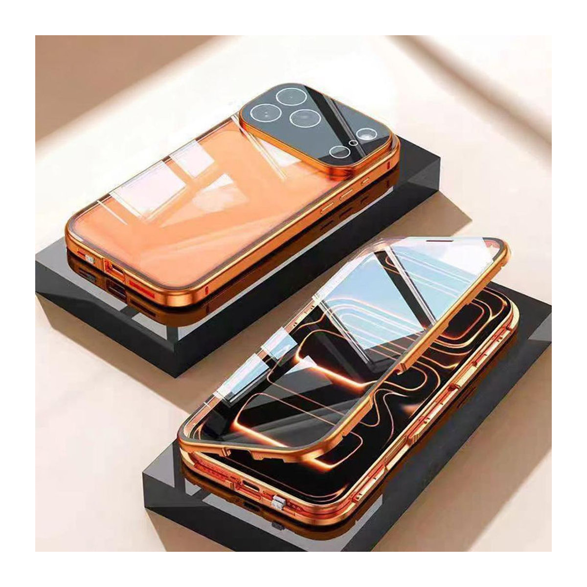 APFEL 360 Grad Vollschutz Magnetische Handyhülle mit doppelseitigem gehärtetem Glas für iPhone 17 Air 16 15 14 13 12 11 Pro Max Stoßfest in Violett - Bild 2