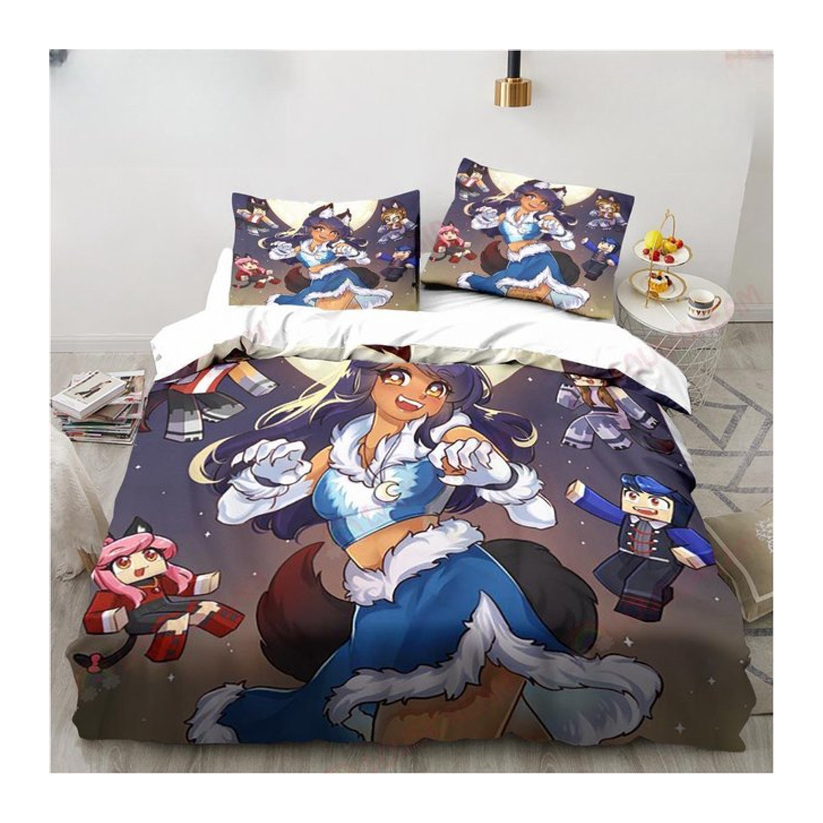 Aphmau Bettwäsche-Set mit Flügeln für Kinder aus Mikrofaser, 3-teilig, B/H: 135 x 200 cm - Bild 1