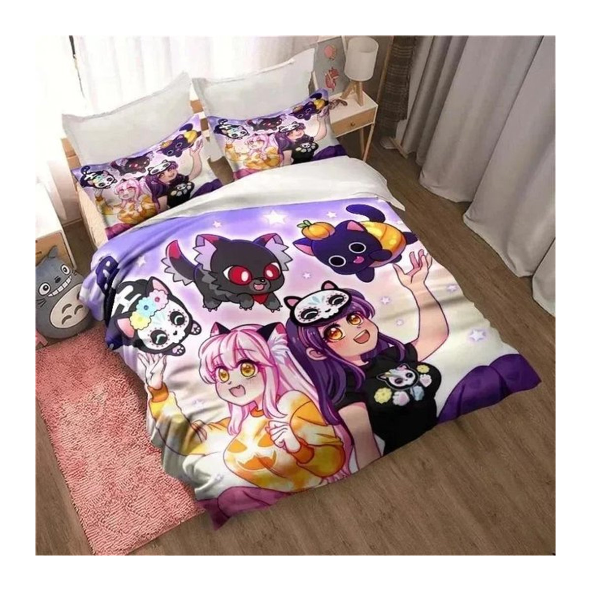 APHMAU Kawaii Bettwäsche-Set mit Bettdeckenbezug und Kissenbezügen, Queen Size, 228 x 228 cm - Bild 1