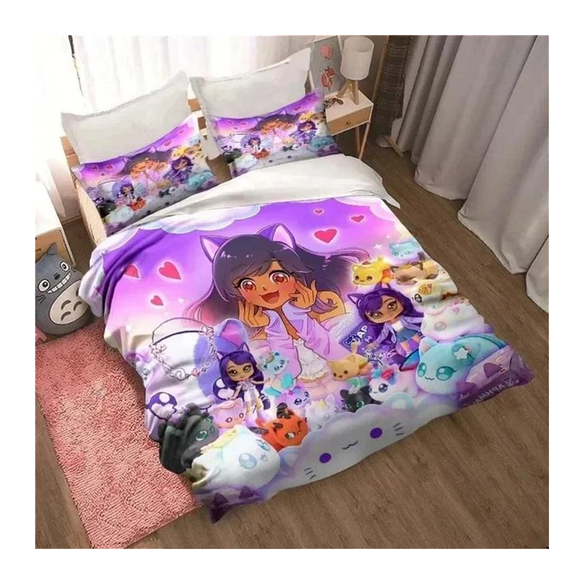 APHMAU Kawaii Bettwäsche-Set mit Kissenbezug und Bettdeckenbezug, Multicolor, Queen Size, 228 x 228 cm - Bild 1
