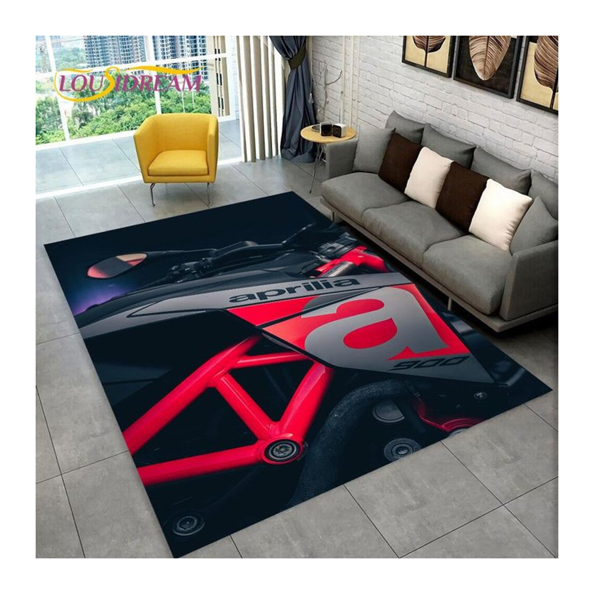 Aprilia Racing Motorrad Logo Druckteppich rutschfest für Wohnzimmer und Kinderzimmer B: 100 cm, T: 120 cm - Bild 1
