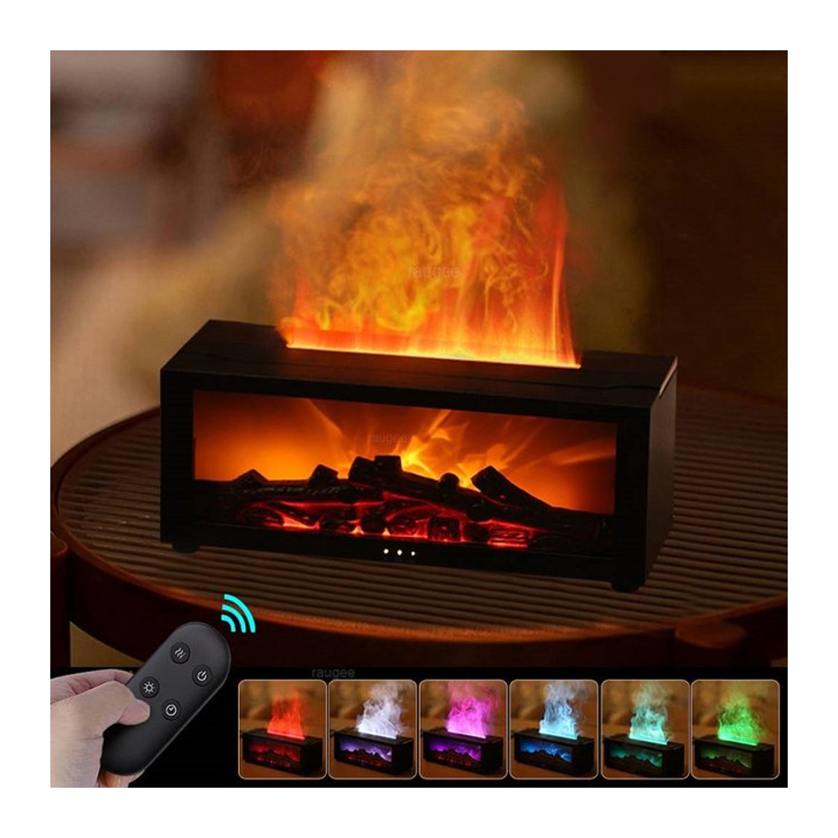 APWIKOGER Aroma Diffusor mit Flammen-Effekt und LED-Licht, Luftbefeuchter für ätherische Öle in Orange und Schwarz - Bild 1