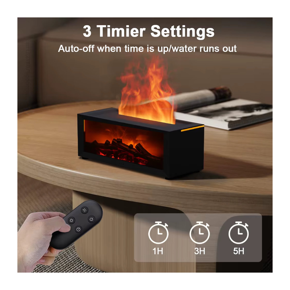 APWIKOGER Aroma Diffusor mit Flammen-Effekt und LED-Licht, Luftbefeuchter für ätherische Öle in Orange und Schwarz - Bild 5