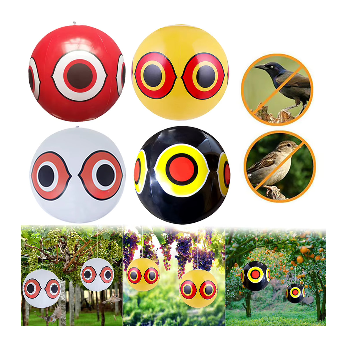 APWIKOGER Aufblasbarer Augen-Ballon zur visuellen Vogelabwehr, 40 cm Durchmesser, Repellent für den Garten und Außenbereich - Bild 5