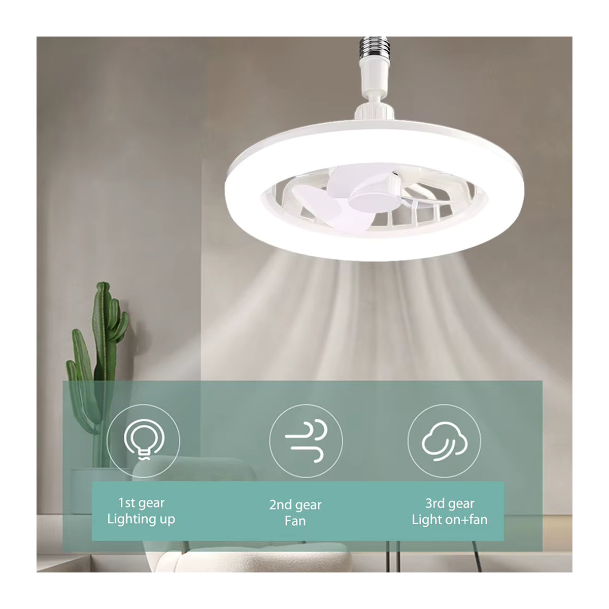 APWIKOGER Deckenventilator mit Licht und Fernbedienung, dimmbar, E27-Fassung, Weiß - Bild 2