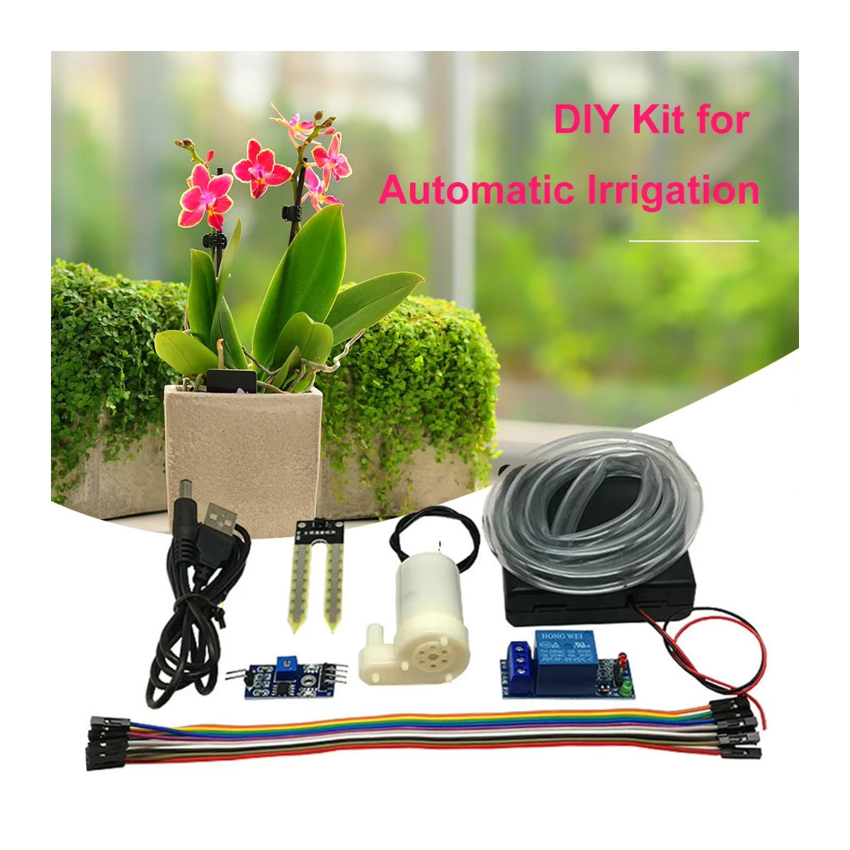 APWIKOGER DIY Automatisches Bewässerungsmodul Kit mit Bodenfeuchtigkeitssensor, Mini-Wasserpumpe und 50 cm Schlauch für Arduino - Bild 3
