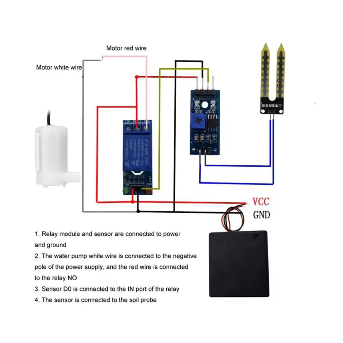 APWIKOGER DIY Automatisches Bewässerungsmodul Kit mit Bodenfeuchtigkeitssensor, Mini-Wasserpumpe und 50 cm Schlauch für Arduino - Bild 4