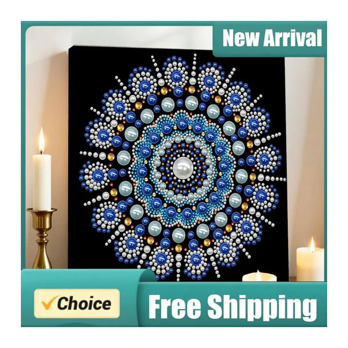 APWIKOGER DIY Mandala Perlenmalerei Set für Erwachsene, geometrisches Edelstein-Gemälde in mehrfarbig, B/H: 25 x 25 cm - Bild 1