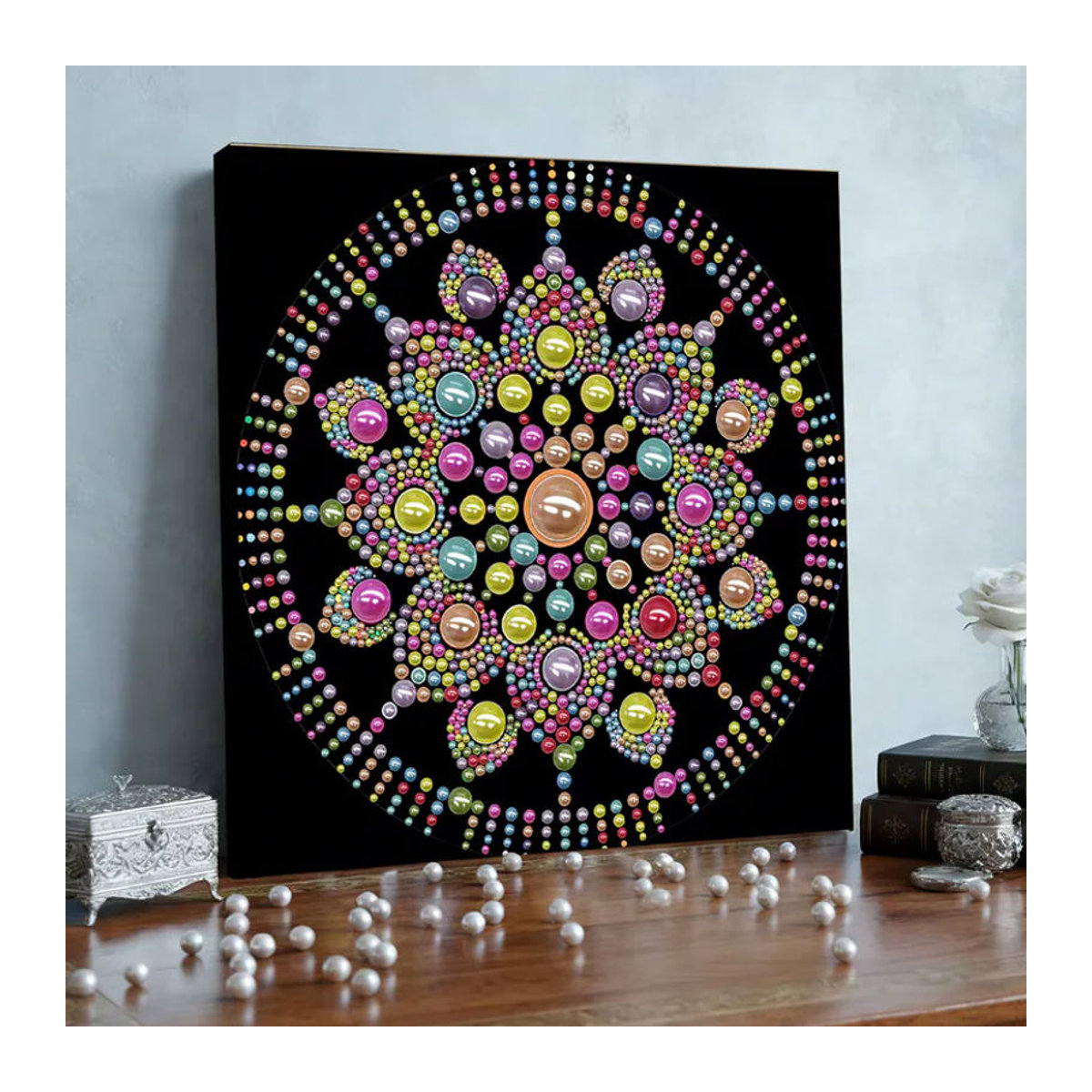 APWIKOGER DIY Mandala Perlenmalerei Set für Erwachsene, geometrisches Edelstein-Gemälde in mehrfarbig, B/H: 25 x 25 cm - Bild 2