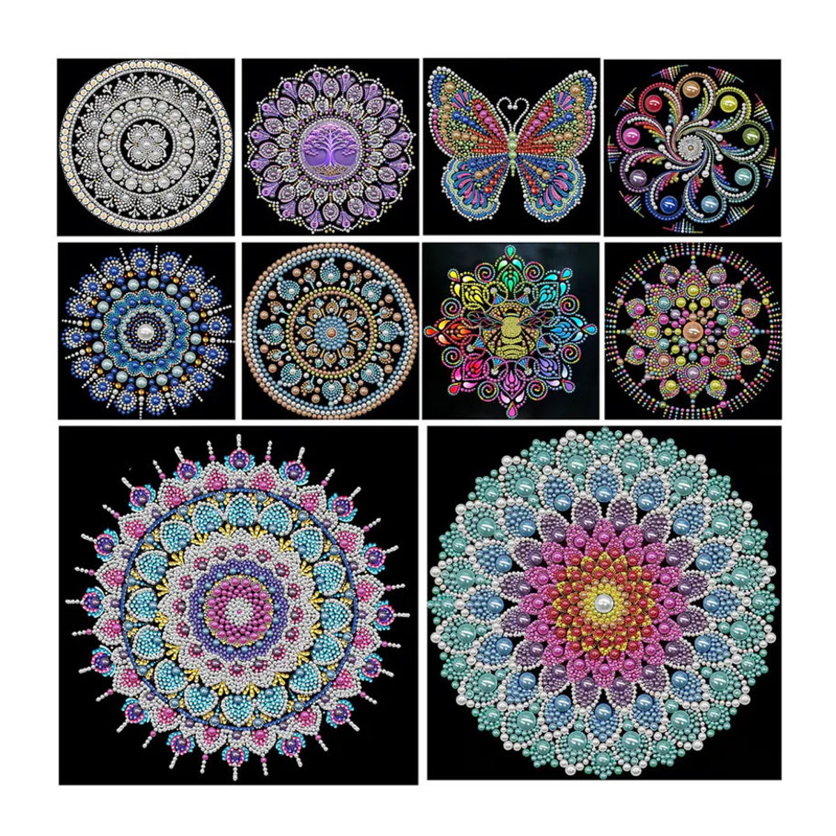 APWIKOGER DIY Mandala Perlenmalerei Set für Erwachsene, geometrisches Edelstein-Gemälde in mehrfarbig, B/H: 25 x 25 cm - Bild 3