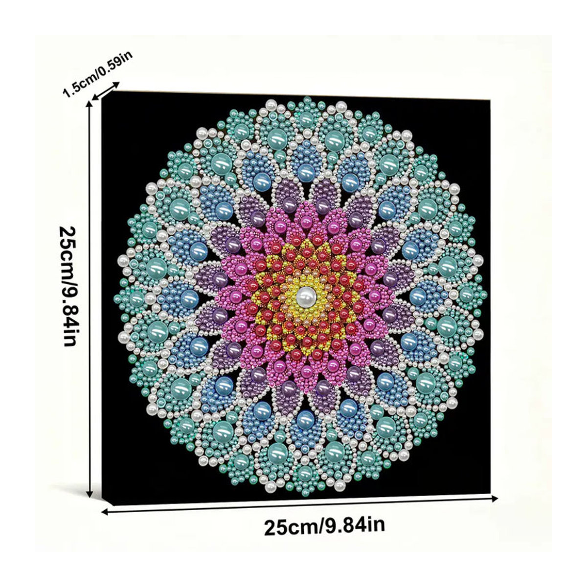 APWIKOGER DIY Mandala Perlenmalerei Set für Erwachsene, geometrisches Edelstein-Gemälde in mehrfarbig, B/H: 25 x 25 cm - Bild 4
