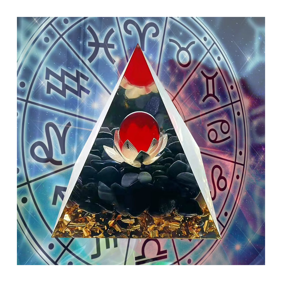 APWIKOGER Kristall Pyramide Skulptur in Mehrfarbig als geometrische Kunststatue im Bohemian Stil - Bild 2