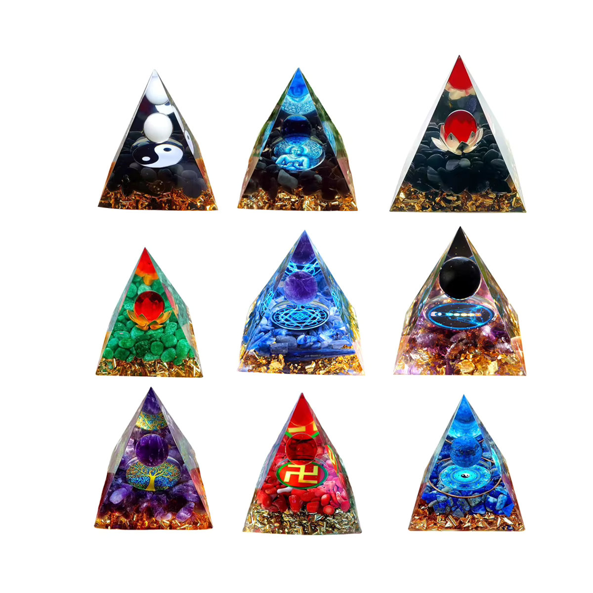 APWIKOGER Kristall Pyramide Skulptur in Mehrfarbig als geometrische Kunststatue im Bohemian Stil - Bild 6