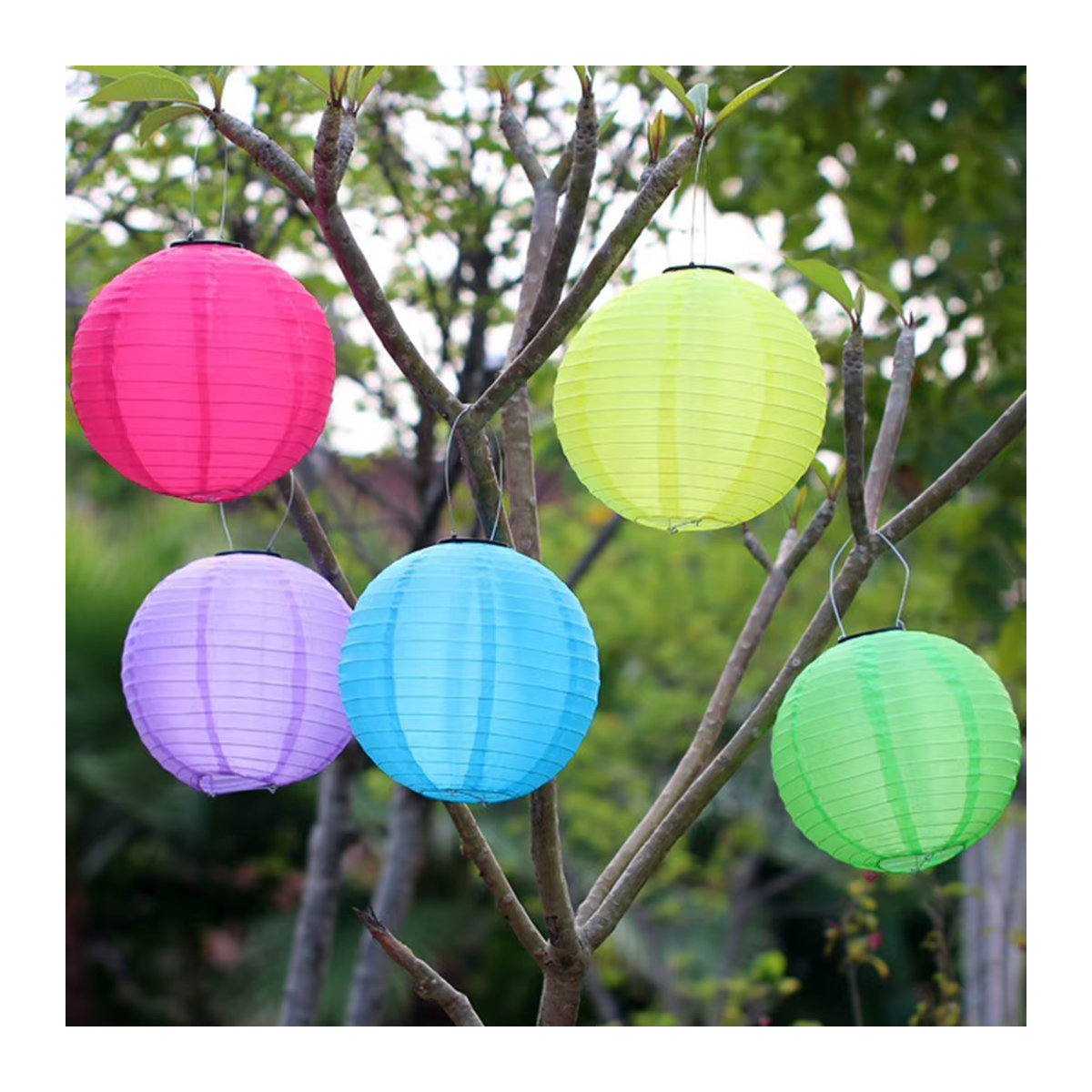 APWIKOGER LED Solar Chinesische Stoff Laterne Wasserdicht Bunte Hängelampe für Dekoration und Feiern Durchmesser: 30,48 cm - Bild 2