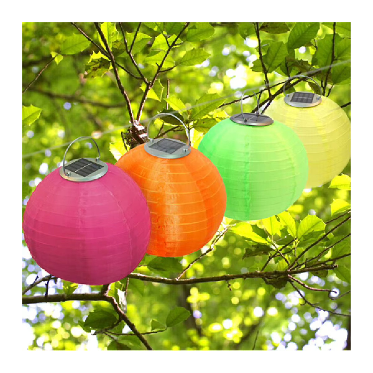 APWIKOGER LED Solar Chinesische Stoff Laterne Wasserdicht Bunte Hängelampe für Dekoration und Feiern Durchmesser: 30,48 cm - Bild 3