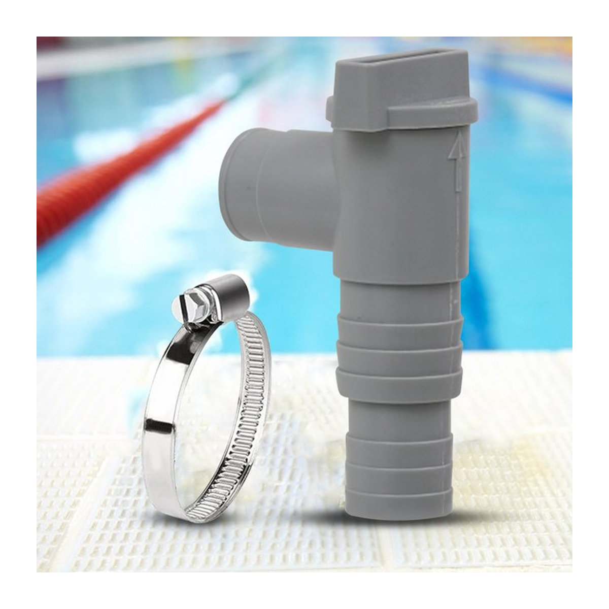 APWIKOGER PVC-Pool-Kolbenventil in Grau, 32 mm Adapter für Pool-Filterpumpen aus Kunststoff - Bild 1