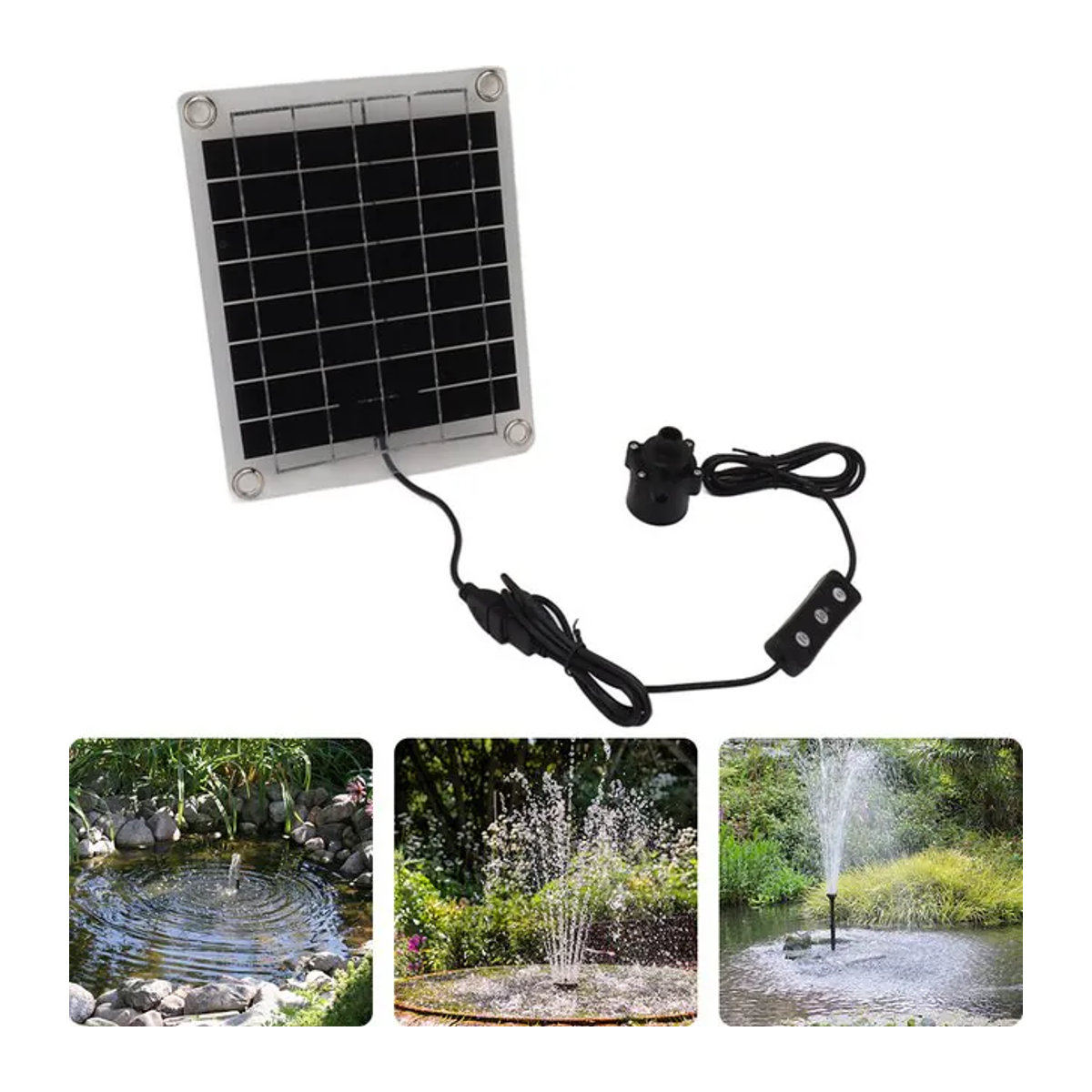 APWIKOGER Solar-Wasserpumpe Set mit Mini-Solarpanel und Einstellschalter für Gartendekoration und Pools, 12V 10W - Bild 1