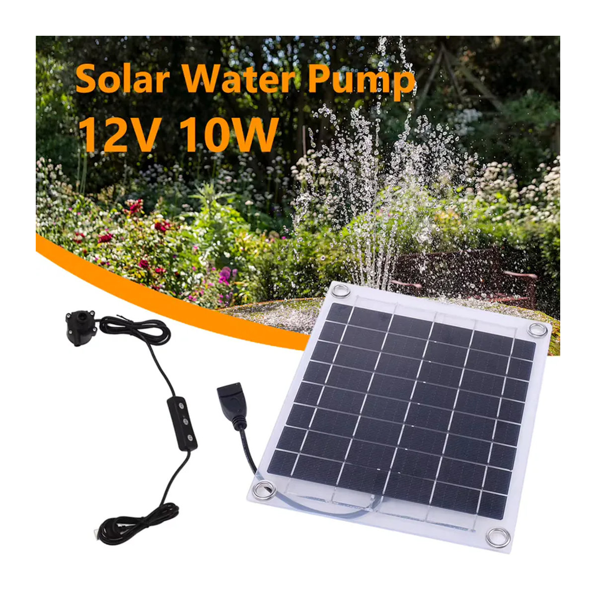 APWIKOGER Solar-Wasserpumpe Set mit Mini-Solarpanel und Einstellschalter für Gartendekoration und Pools, 12V 10W - Bild 2