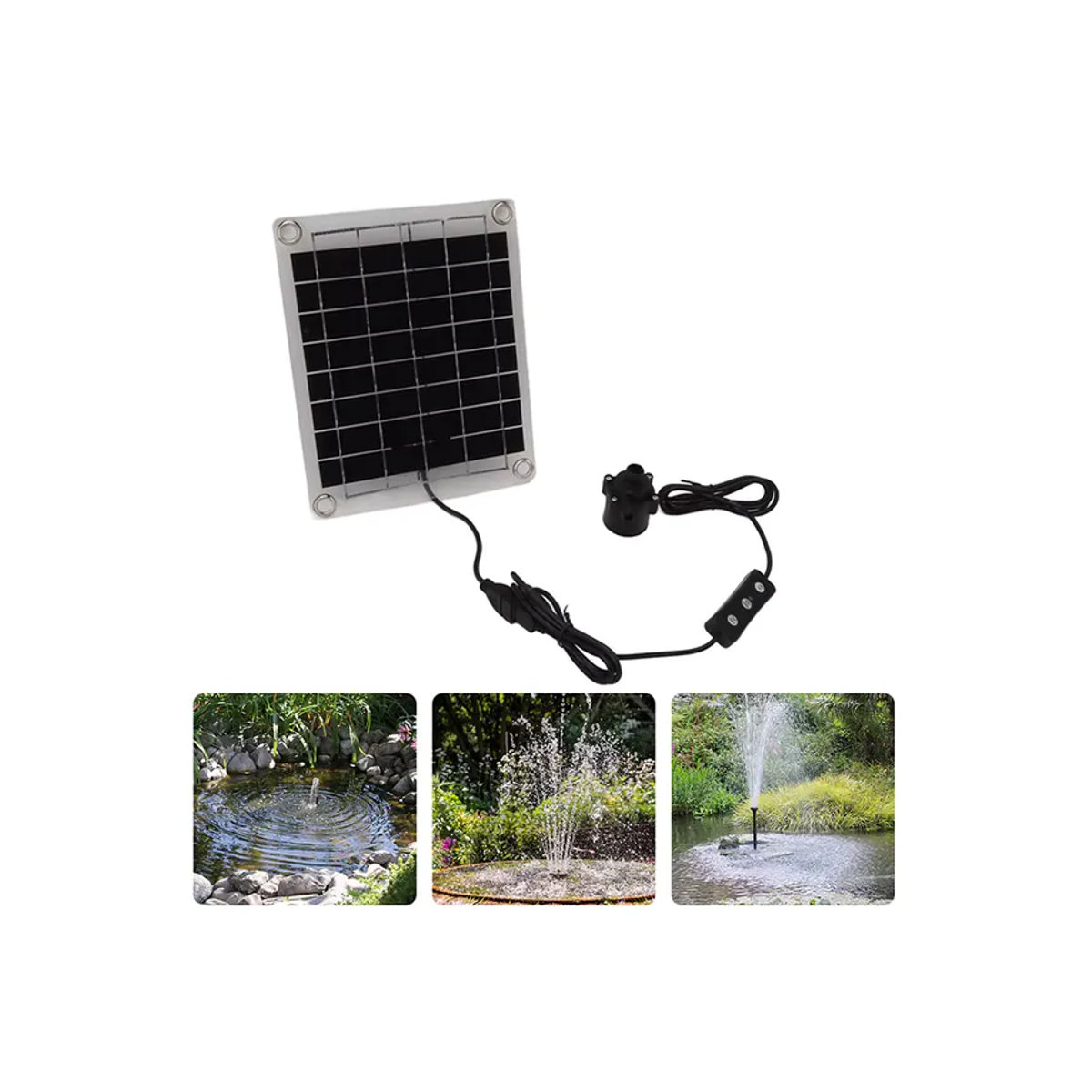 APWIKOGER Solar-Wasserpumpe Set mit Mini-Solarpanel und Einstellschalter für Gartendekoration und Pools, 12V 10W - Bild 6