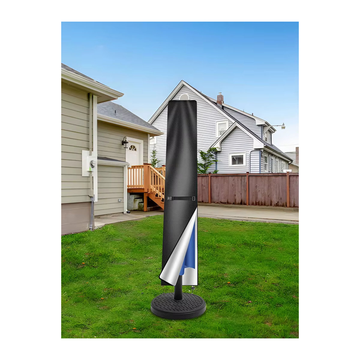 APWIKOGER Sonnenschirm-Abdeckung für Terrassenschirme, wasserdicht und UV-beständig mit Reißverschluss, Schwarz, Durchmesser: 170 cm - Bild 6