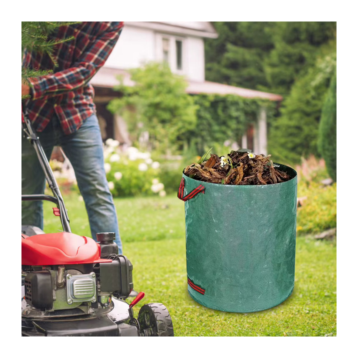 APWIKOGER Tragbarer wiederverwendbarer Müllbehälter aus wasserdichtem PP-Gewebe mit großer Kapazität für Laub und Gartenabfälle - Bild 3