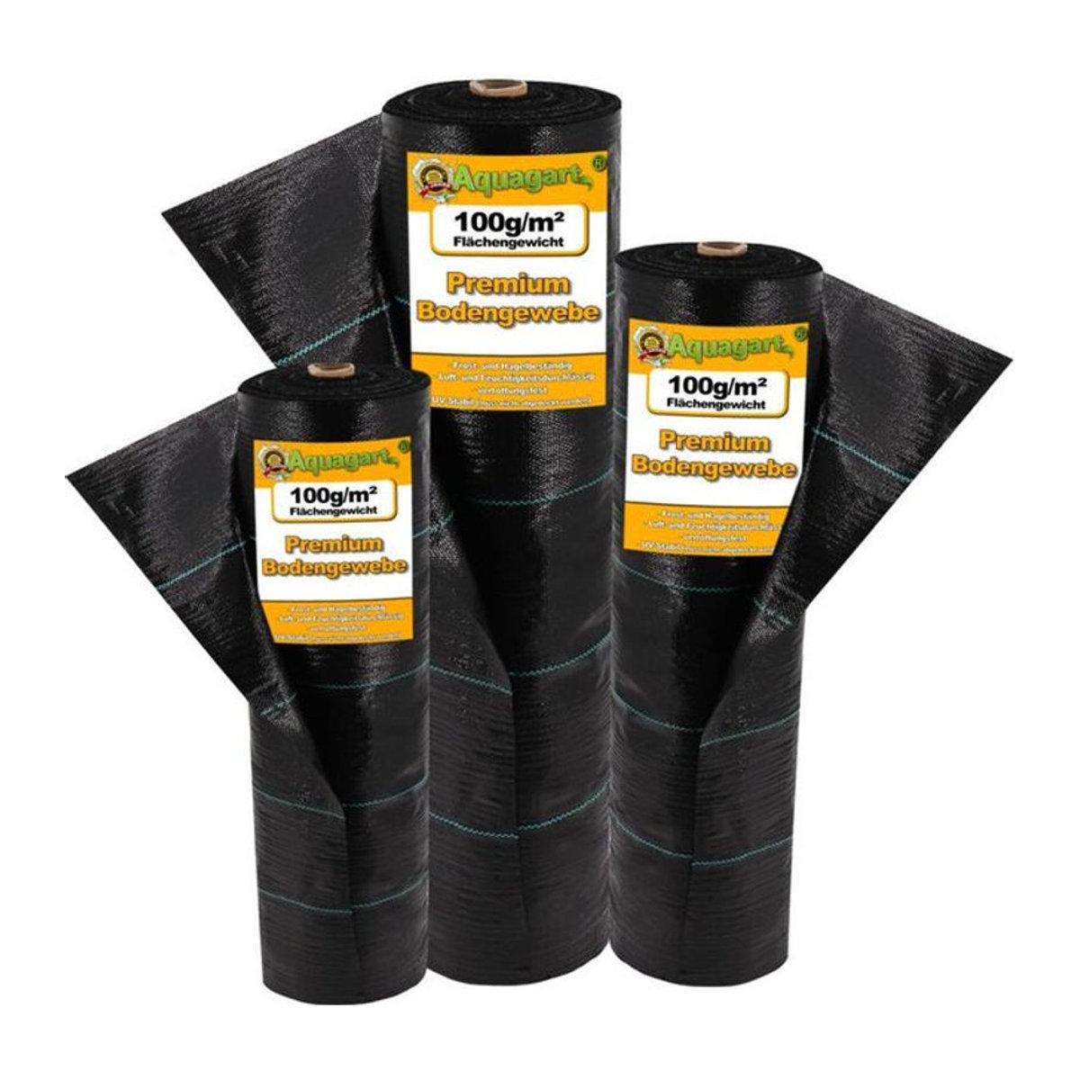 Aquagart Bodengewebe Unkrautfolie und Mulchfolie aus Polypropylen, 160m², Schwarz, Breite: 1 m - Bild 1