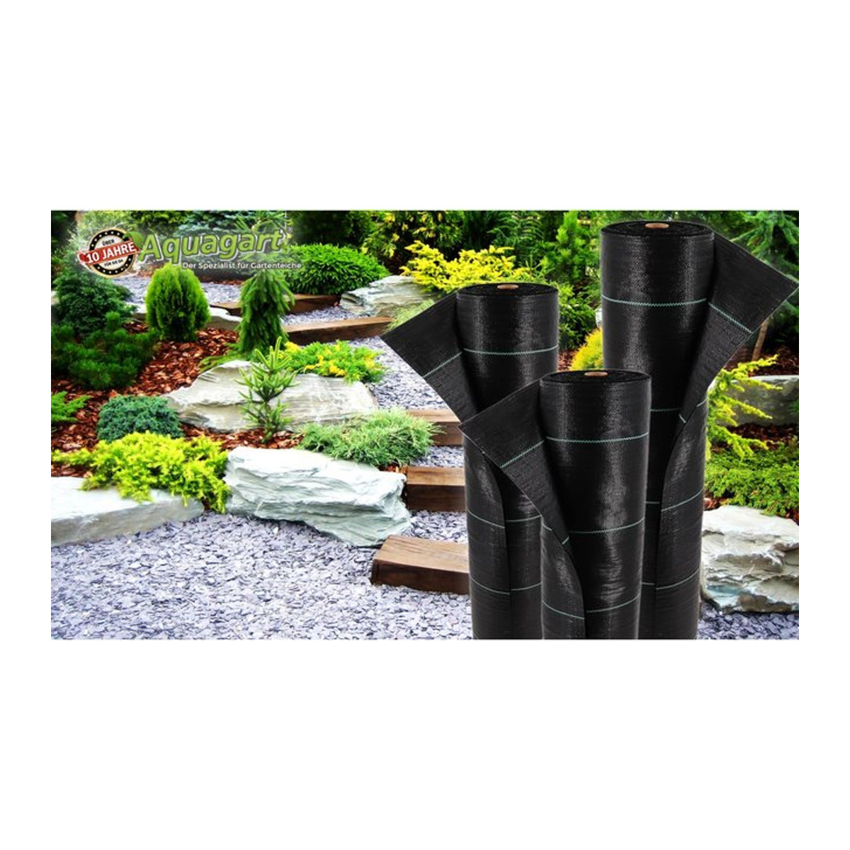 Aquagart Bodengewebe Unkrautfolie und Mulchfolie aus Polypropylen, 500m², Schwarz, Breite: 1 m - Bild 2