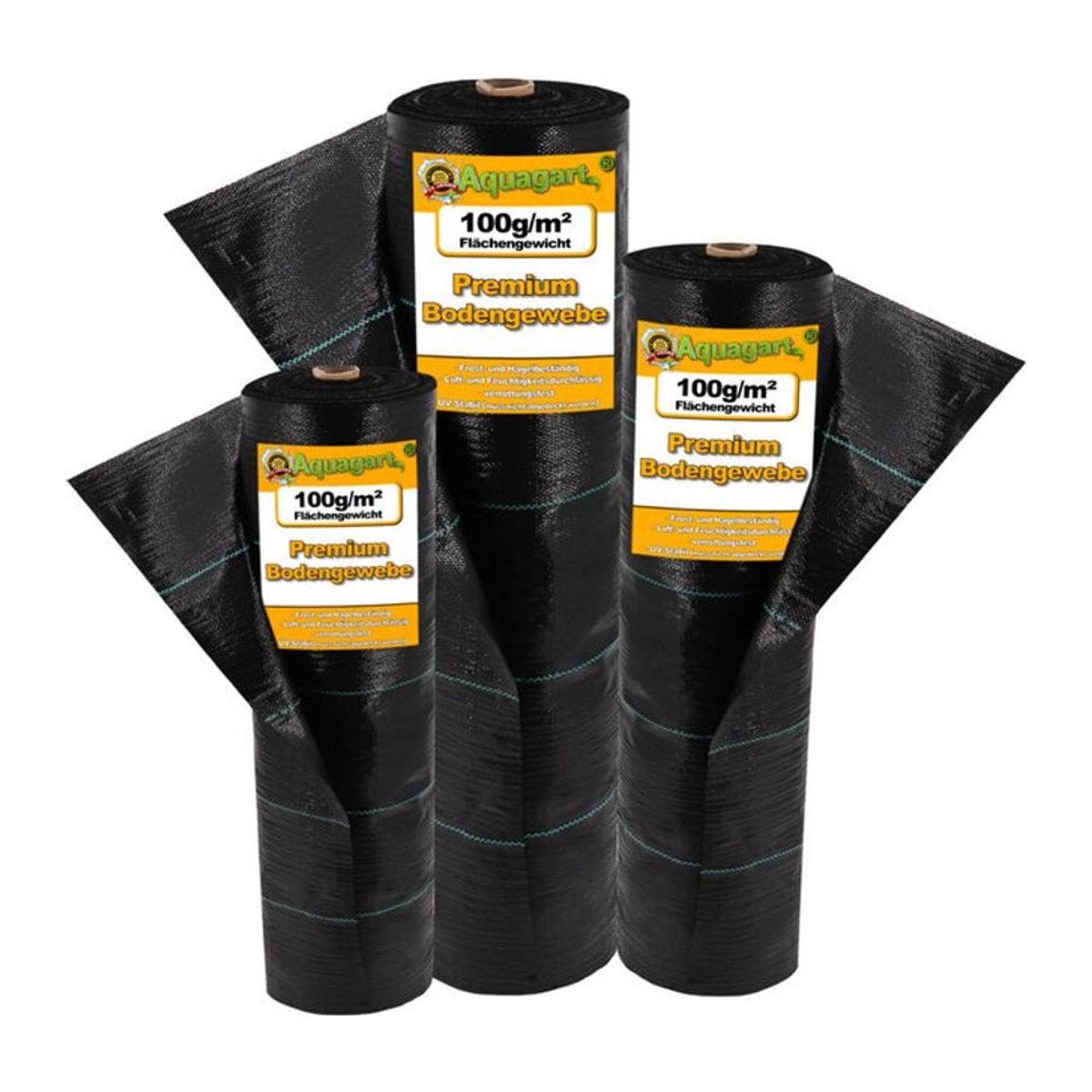 Aquagart Bodengewebe Unkrautfolie und Mulchfolie aus Polypropylen, Schwarz, Breite: 1,65 m, 500 m² - Bild 1