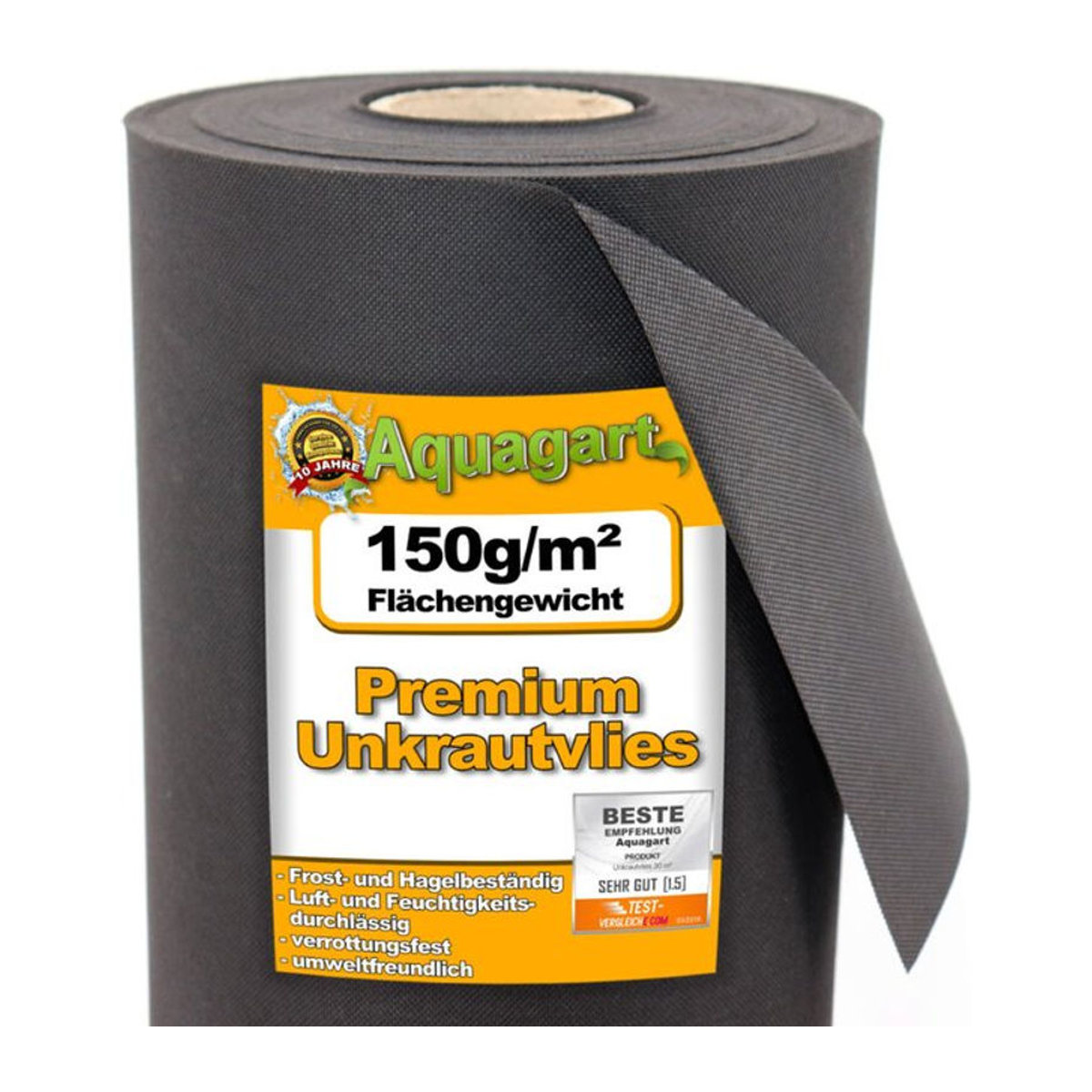 Aquagart Gartenvlies Schwarz 250m² Unkrautvlies und Mulchfolie 150g/m², Breite: 1m - Bild 1