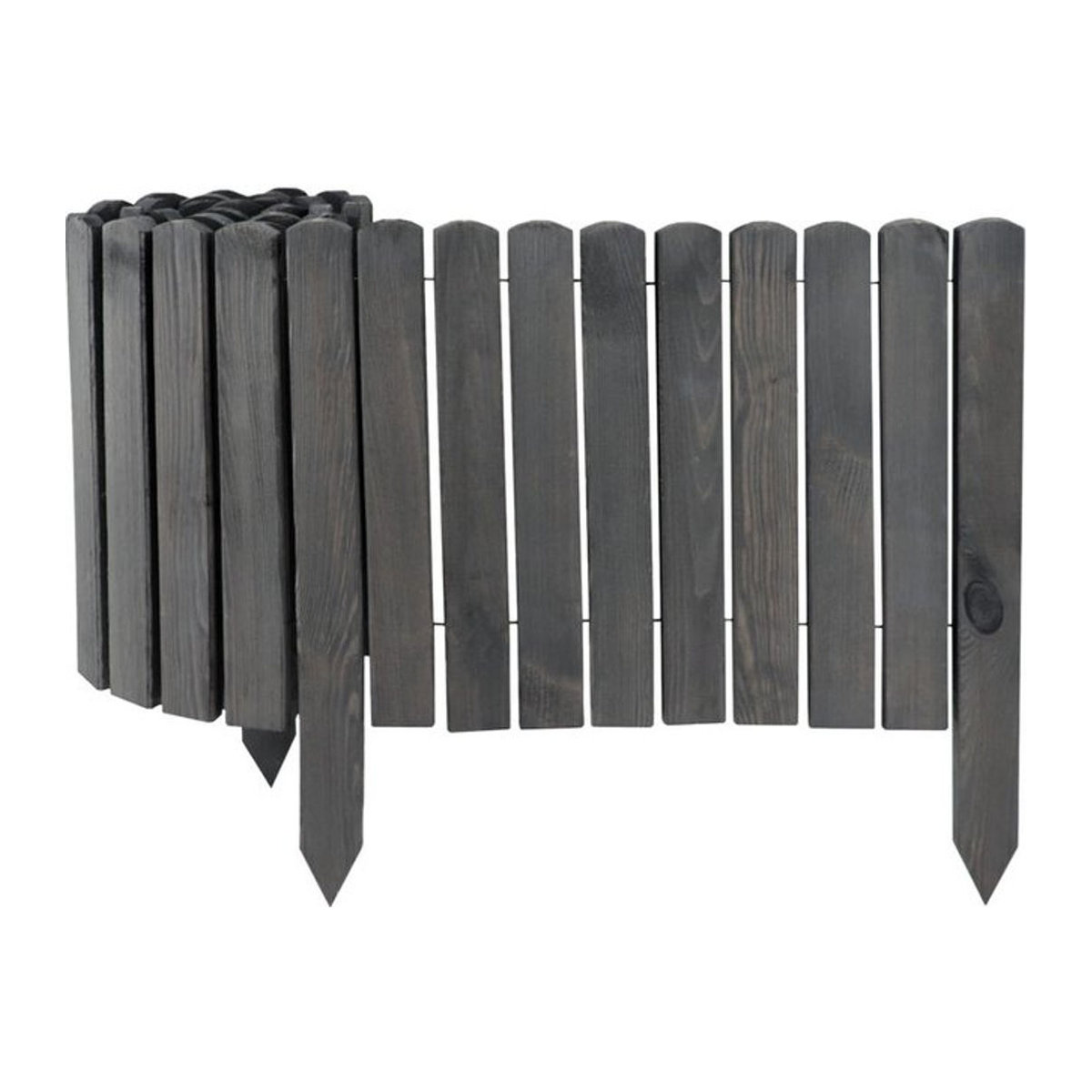 Aquagart Holz Rollzaun Grau 5er Set zur Beeteinfassung und Rasenabgrenzung H: 40 cm, B: 200 cm - Bild 1