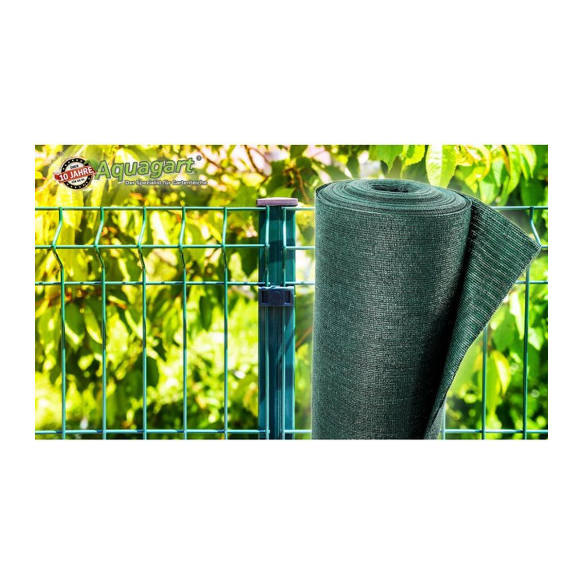 Aquagart Schattiernetz als Sichtschutzzaun und Windschutznetz in Grün, 50m x 2m - Bild 2