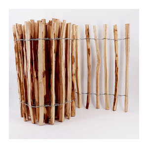 Aquagart Staketenzaun aus Haselnuss Holz in Natur, 15m lang, Höhe: 100 cm, Lattenabstand 4-6 cm