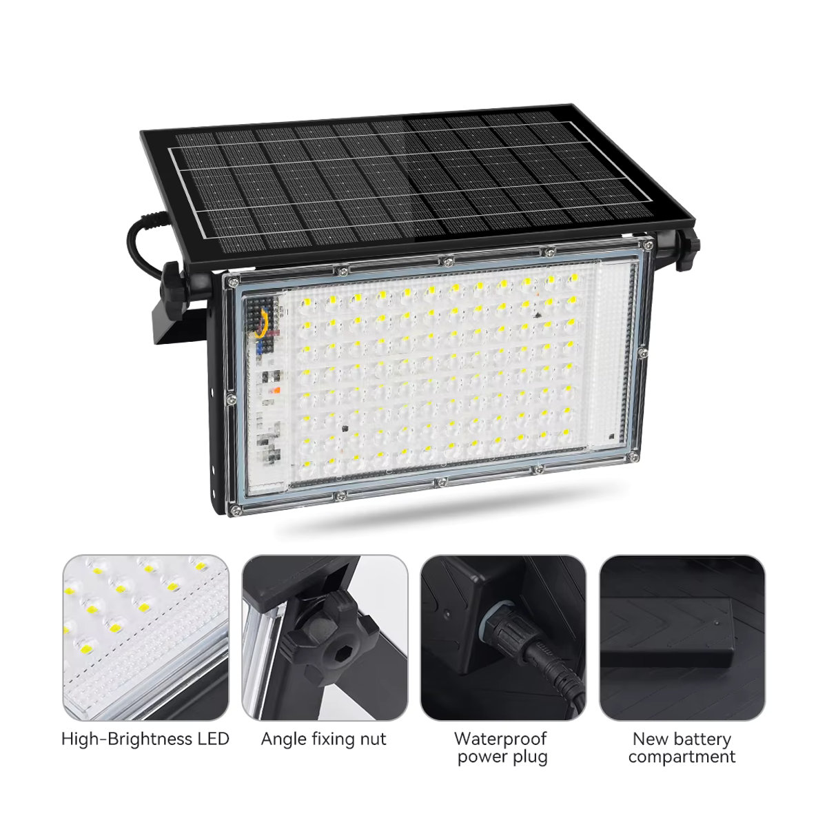 Arbrac Solar-Flutlicht mit Bewegungsmelder und 216 LEDs, 1900 lm, kaltweiß, wasserdichte Solarleuchte für den Außenbereich - Bild 2