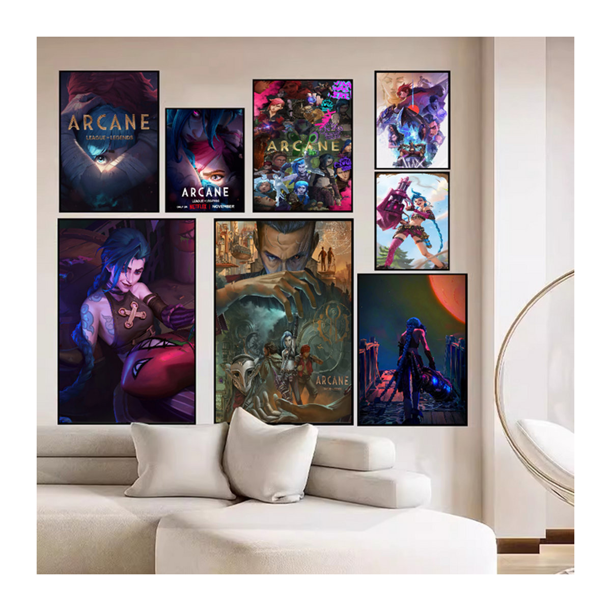 Arcane League of Legends selbstklebendes Kunst Poster in Weiß auf White Paper - Bild 1