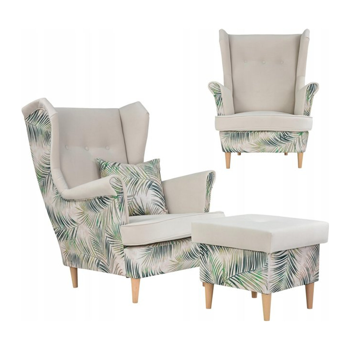 Ari Print Duo Ohrensessel mit Fußstütze von Family Meble im Scandinavian Design - Bild 1