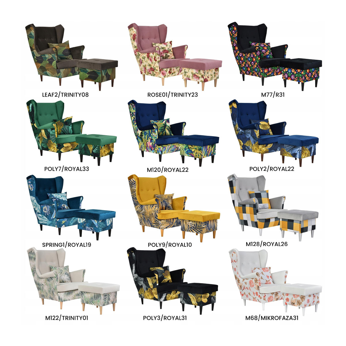 Ari Print Duo Ohrensessel mit Fußstütze von Family Meble im Scandinavian Design - Bild 2