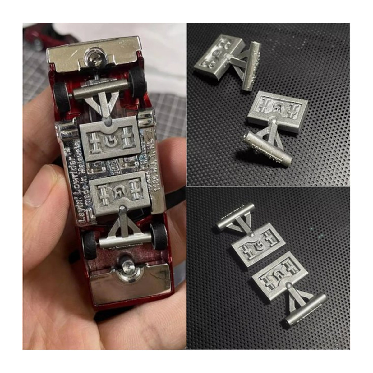ART CROWN MODEL Miniatur Lowrider Jump Car Modifikation Garage Zubehör in Silber aus Metall für 1:64 Maßstab - Bild 1