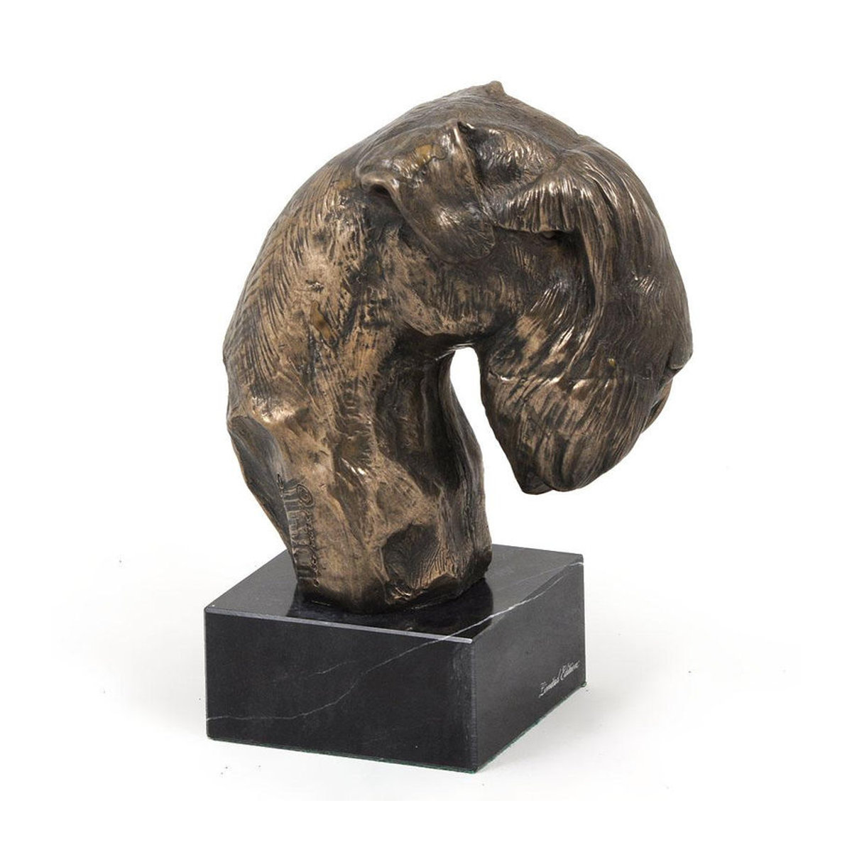 Art-Dog Schnauzer II Hundestatue als Büste auf Steinsockel in Braun und Mehrfarbig - Bild 3