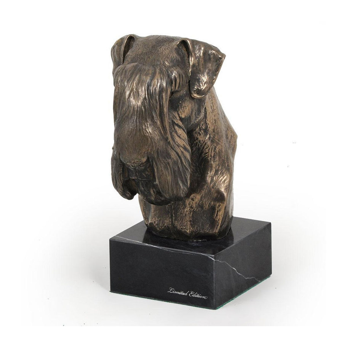 Art-Dog Schnauzer II Hundestatue als Büste auf Steinsockel in Braun und Mehrfarbig - Bild 4