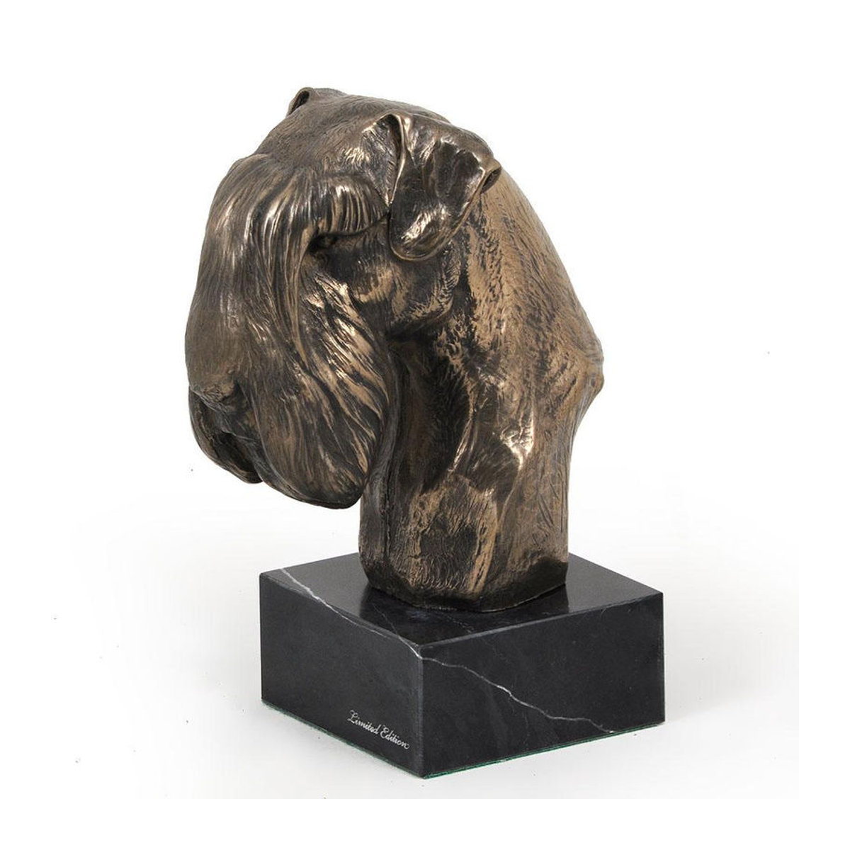 Art-Dog Schnauzer II Hundestatue als Büste auf Steinsockel in Braun und Mehrfarbig - Bild 7