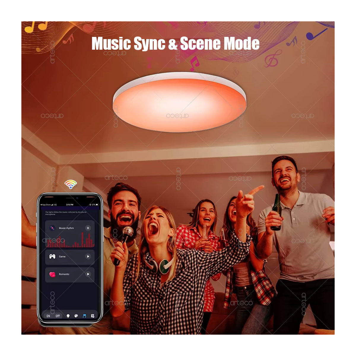 Arteco Zigbee Smart LED Deckenlampe RGB CW mit Tuya App-Steuerung und Alexa-Kompatibilität, Bunt, Minimalistisch - Bild 4